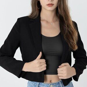 XOXO open-front crop blazer in black